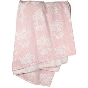 Bates Vintage Pink White Floral Cotton Knit Regular USA Made Retro Bedspread